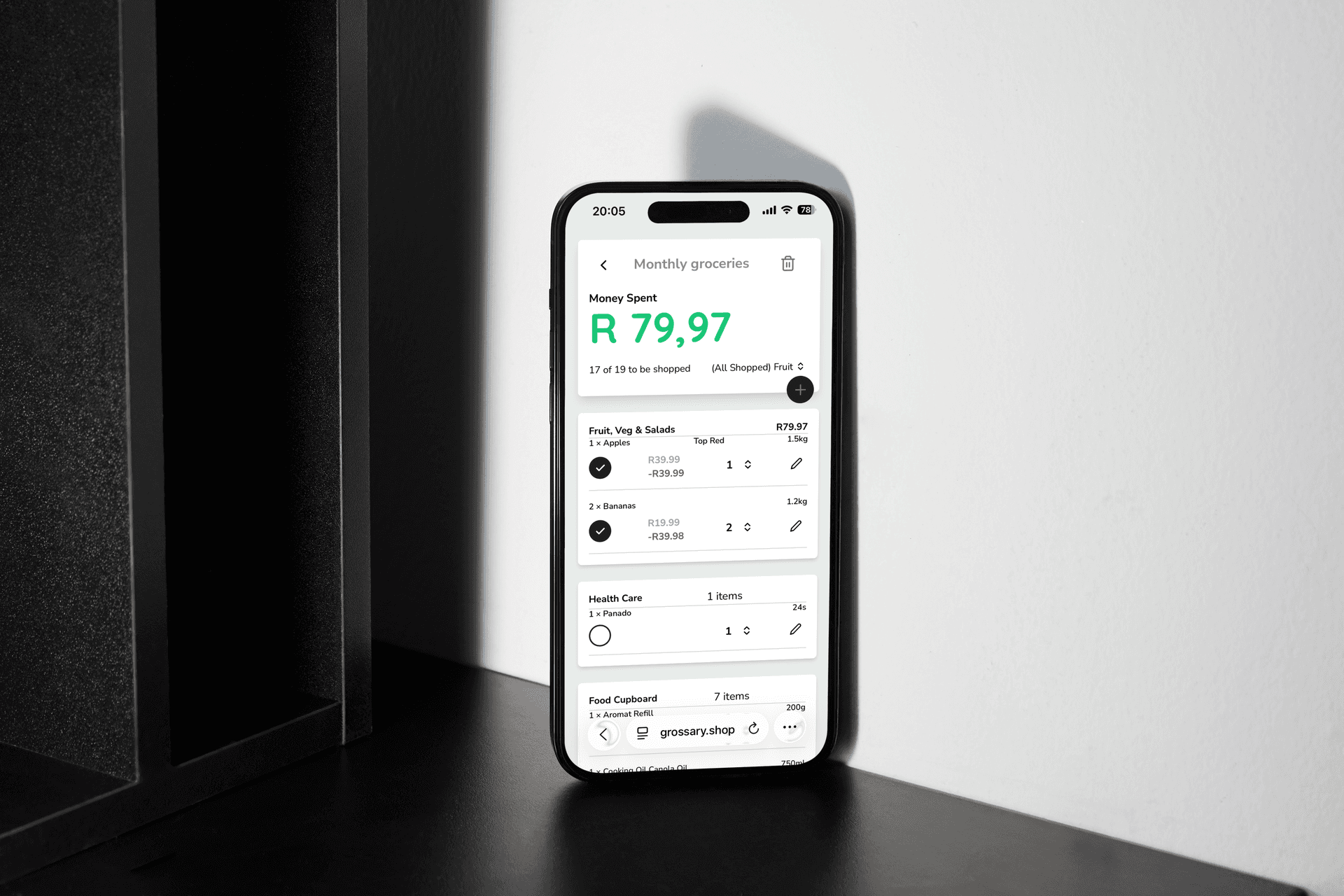 Shopping with Grossary while staying within budget