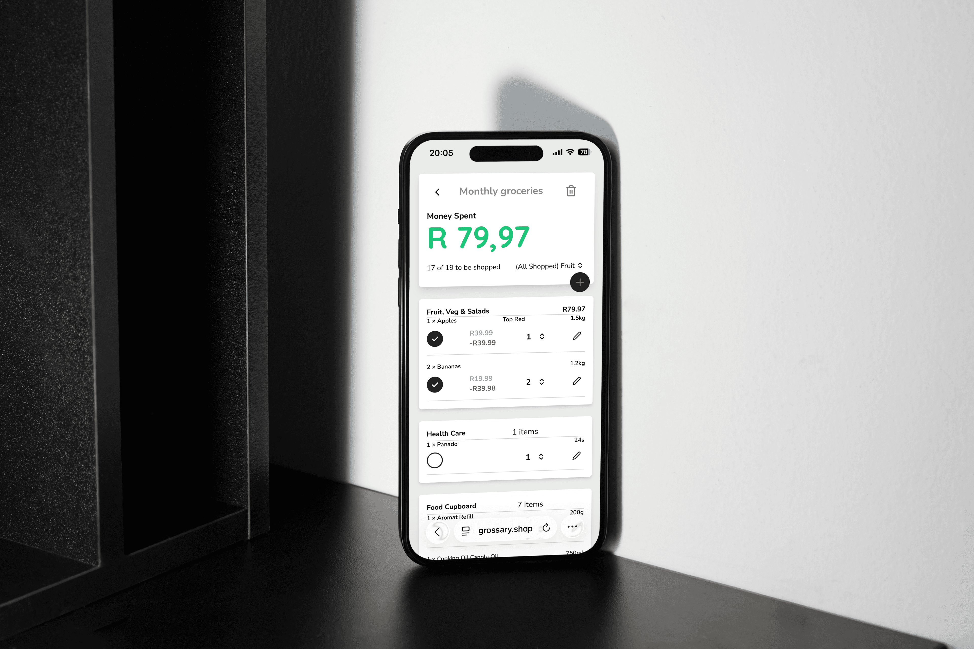 Shopping with Grossary while staying within budget